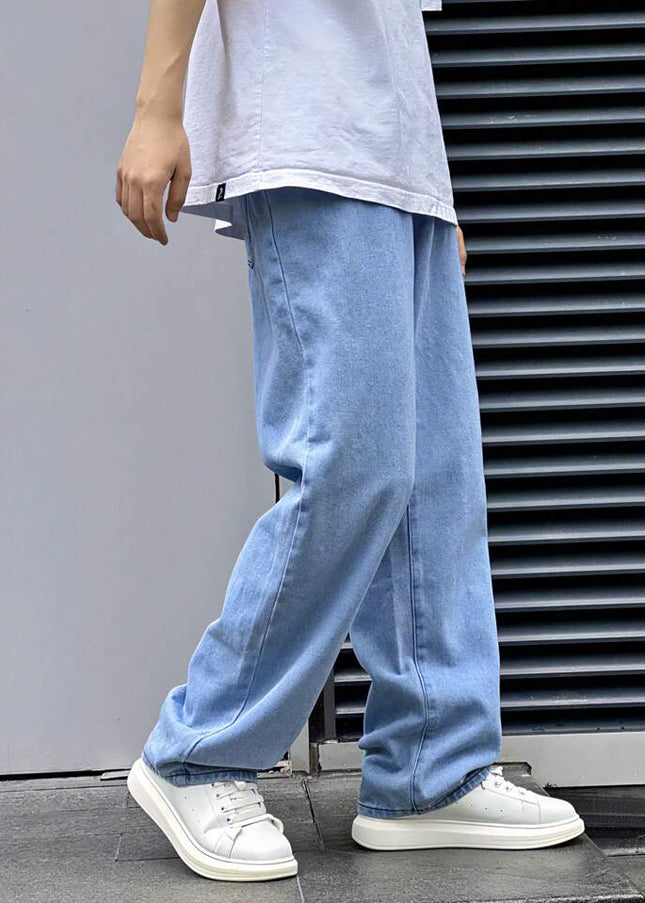 Ice Blue Straight Fit Jeans For Men's