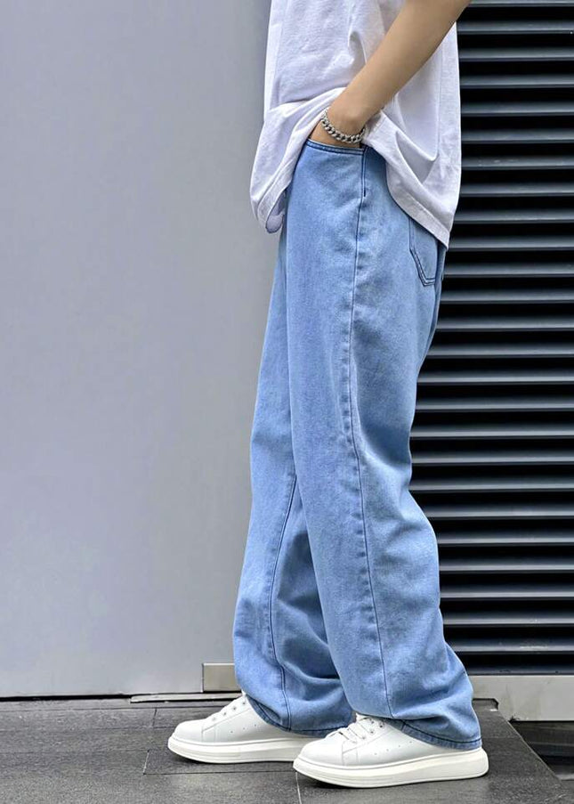 Ice Blue Straight Fit Jeans For Men's