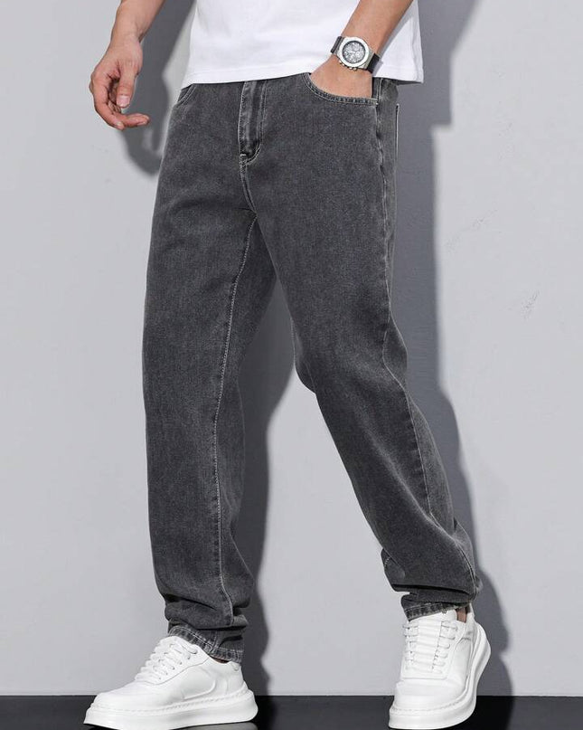 Charcoal Black Carrot Fit Jeans For Men's