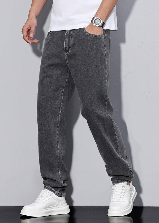 Charcoal Black Carrot Fit Jeans For Men's