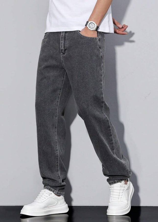 Charcoal Black Carrot Fit Jeans For Men's