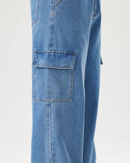Stone Blue Cargo Fit Jeans For Men's