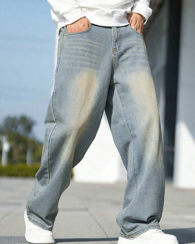 Light Blue Vintage Wash Baggy Fit Jeans