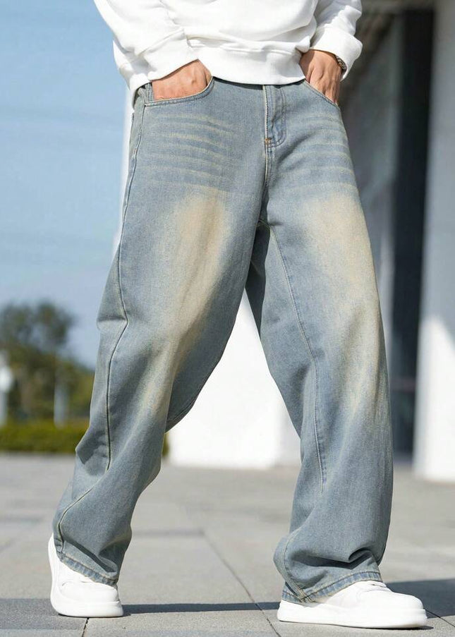 Light Blue Vintage Wash Baggy Fit Jeans