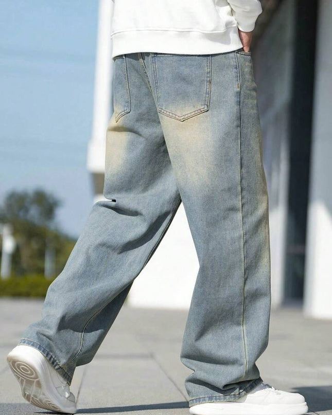 Light Blue Vintage Wash Baggy Fit Jeans