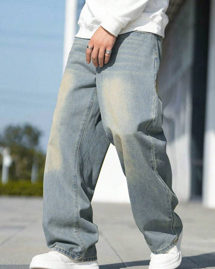 Light Blue Vintage Wash Baggy Fit Jeans