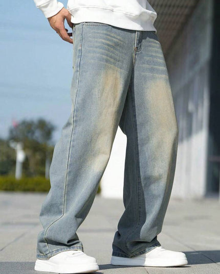Light Blue Vintage Wash Baggy Fit Jeans