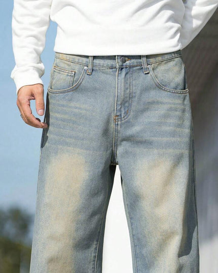 Light Blue Vintage Wash Baggy Fit Jeans