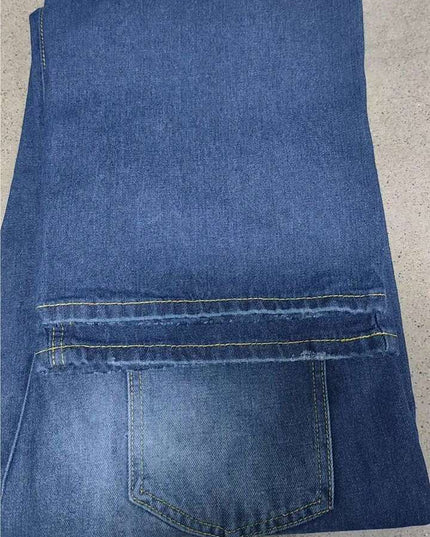 Dark Blueish Whisker Wash Baggy Fit Jeans