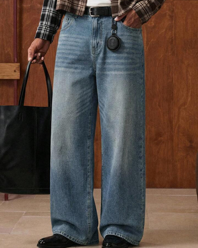 Mid Blue Retro Wash Baggy Fit jeans