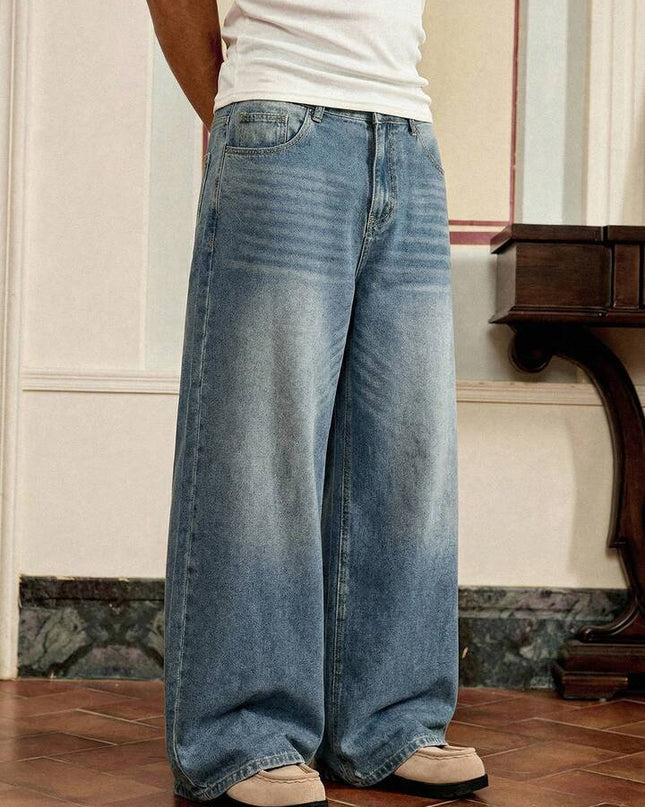 Mid Blue Retro Wash Baggy Fit jeans