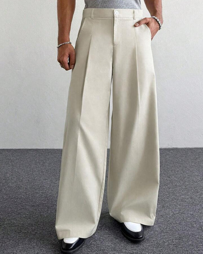 Beige Baggy Korean Pants