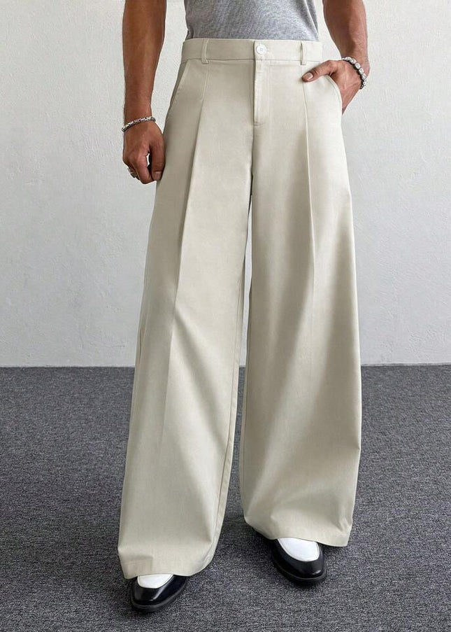 Beige Baggy Korean Pants