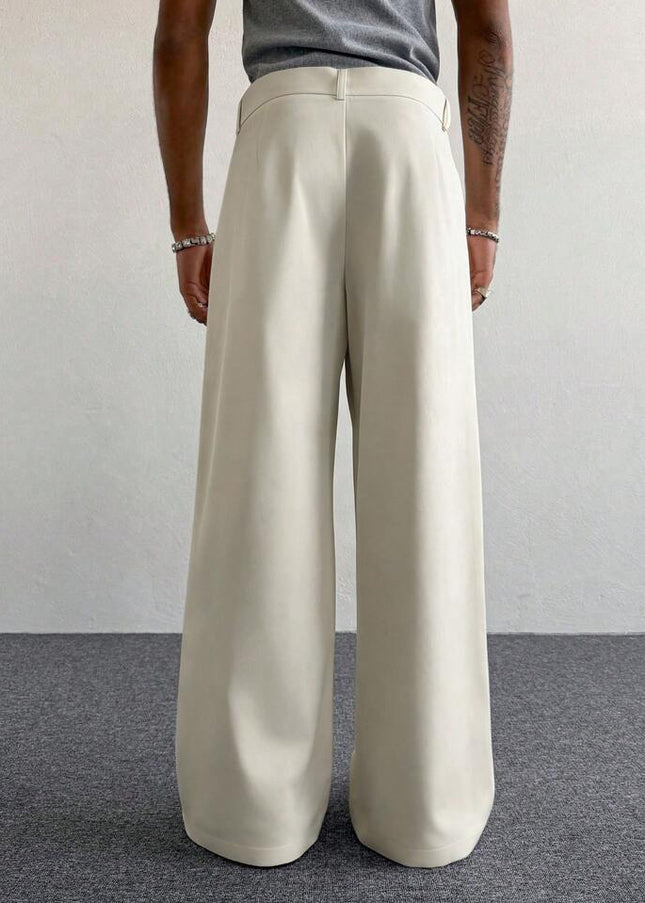 Beige Baggy Korean Pants