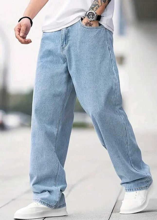 Ice Blue Wash Straight Fit Jeans