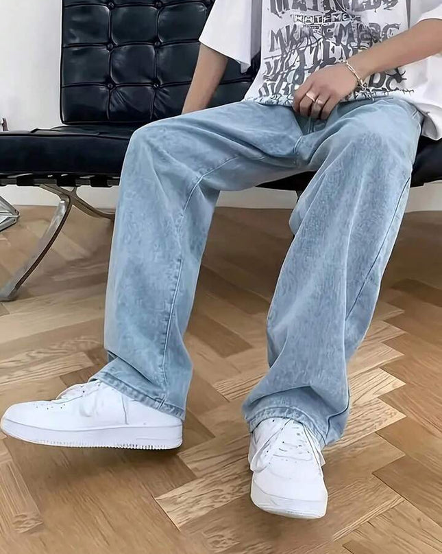 Ice Blue Wash Straight Fit Jeans