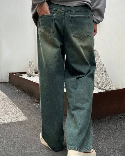 Teal Stone Wash Baggy Fit Jeans