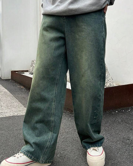 Teal Stone Wash Baggy Fit Jeans