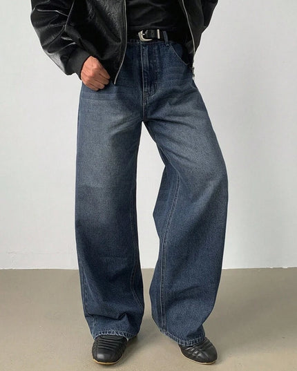 Deep Blue Tinted Baggy Fit Jeans
