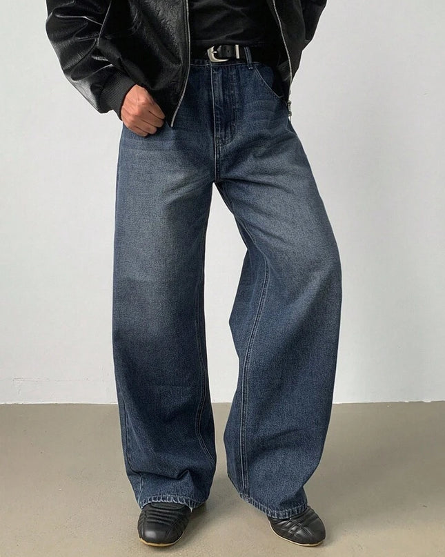 Deep Blue Tinted Baggy Fit Jeans