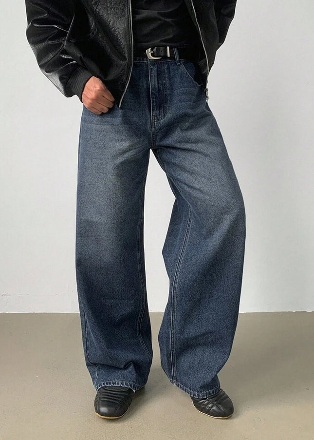 Deep Blue Tinted Baggy Fit Jeans