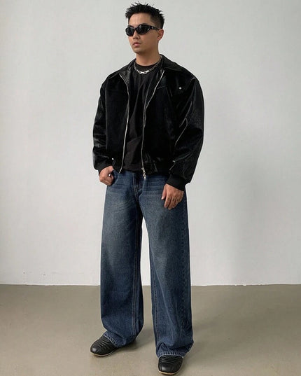 Deep Blue Tinted Baggy Fit Jeans