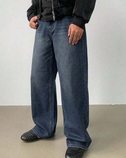 Deep Blue Tinted Baggy Fit Jeans