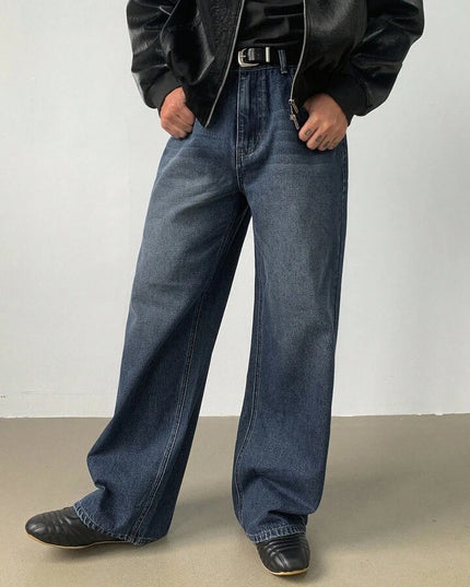 Deep Blue Tinted Baggy Fit Jeans