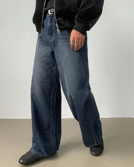 Deep Blue Tinted Baggy Fit Jeans