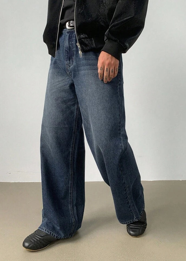 Deep Blue Tinted Baggy Fit Jeans