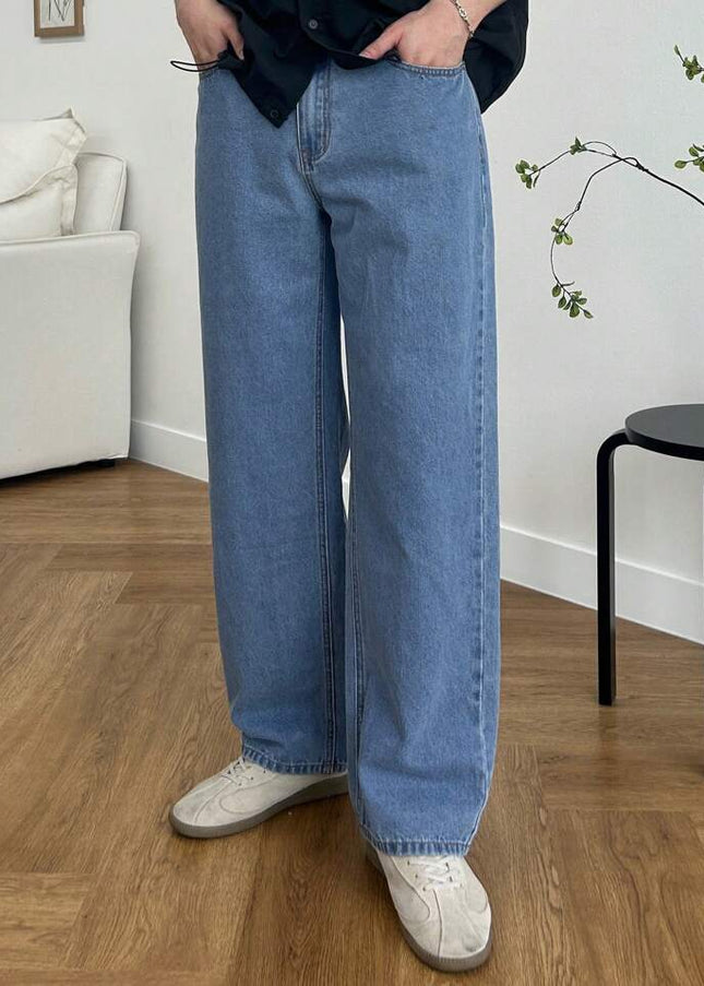 Stone Blue Wash Straight Fit Jeans