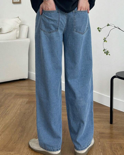 Stone Blue Wash Straight Fit Jeans