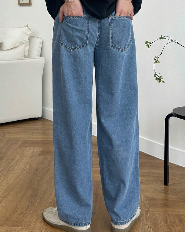 Stone Blue Wash Straight Fit Jeans