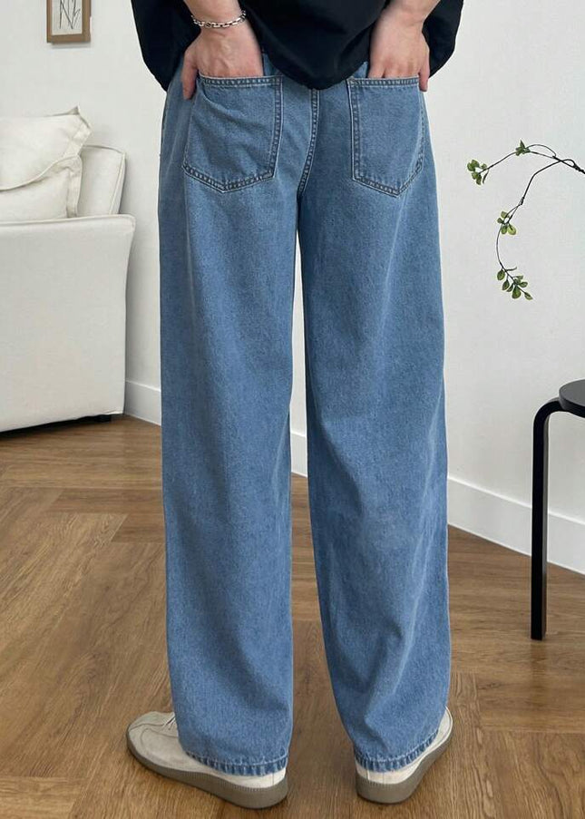 Stone Blue Wash Straight Fit Jeans