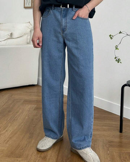 Stone Blue Wash Straight Fit Jeans