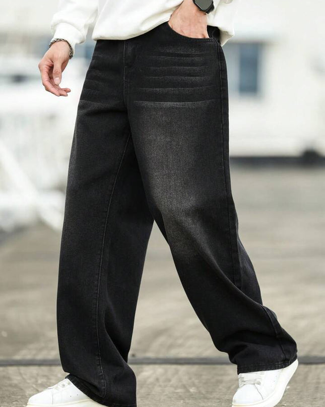 Acid Whisker Tinted Wash Baggy Fit Jeans