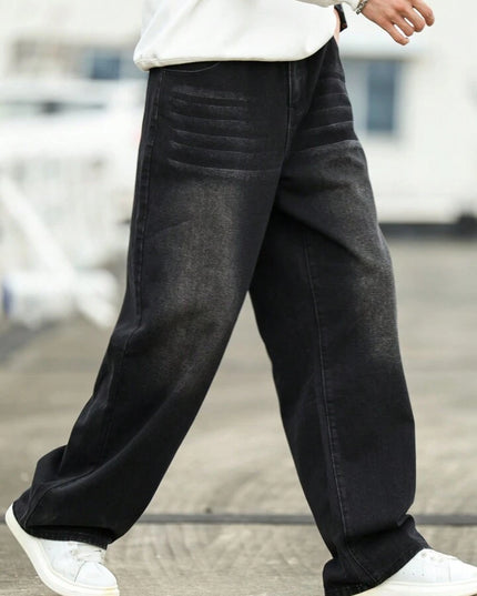 Acid Whisker Tinted Wash Baggy Fit Jeans